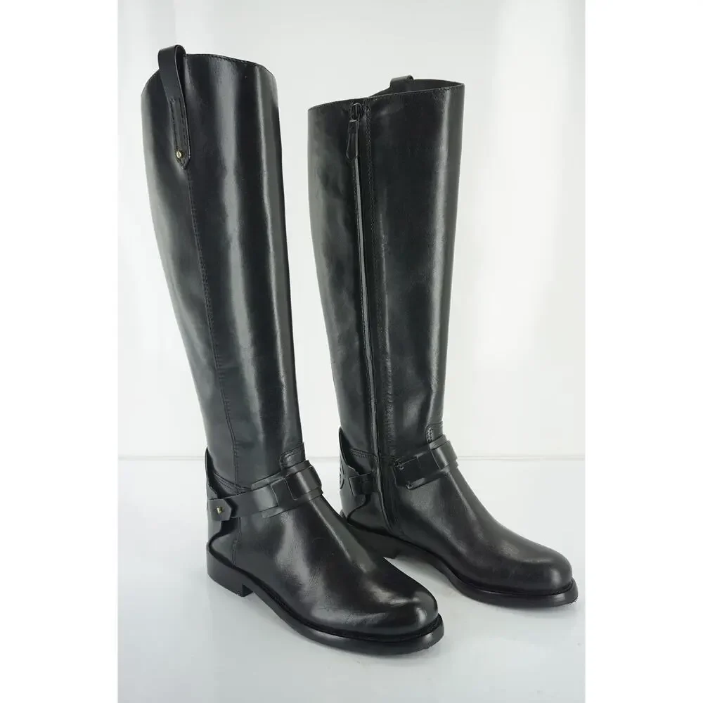 Tory Burch Derby Riding Boot Size 4.5 Ankle Strap Cut Out Logo